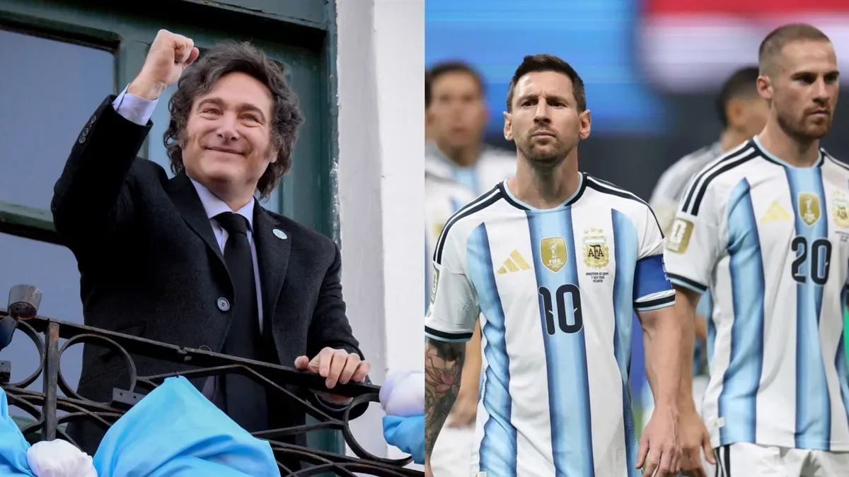 Javier Milei en el balcón de la Casa Rosada rodeado de hinchas con banderas argentinas tras el Mundial 2026