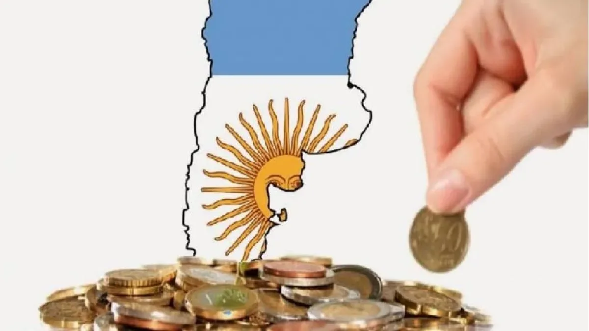 Gráfico de barras descendente mostrando caída en recaudación fiscal argentina