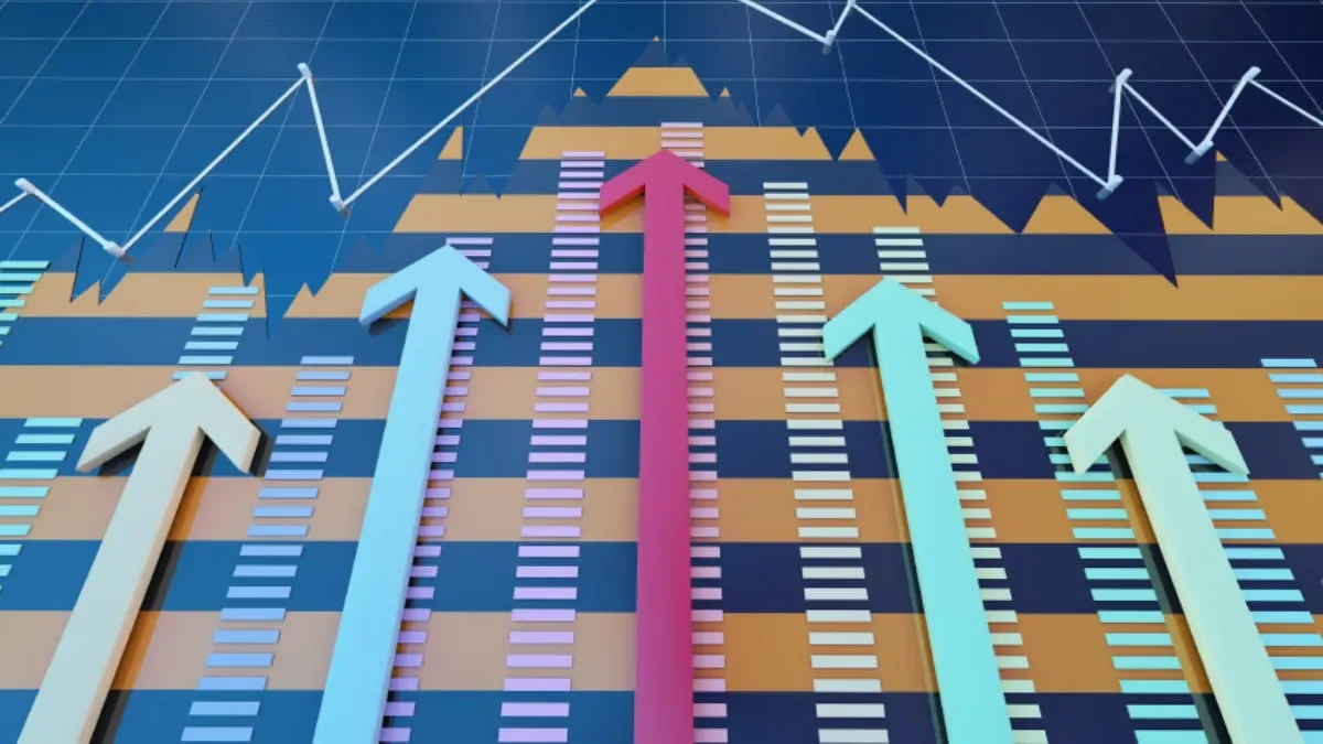 Gráfico de economía dividida: una mitad con indicadores macro positivos y otra con personas endeudadas y morosas